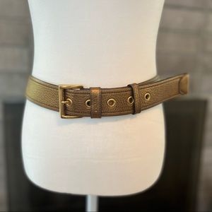 PRADA LEATHER BELT GOLD METALLIC